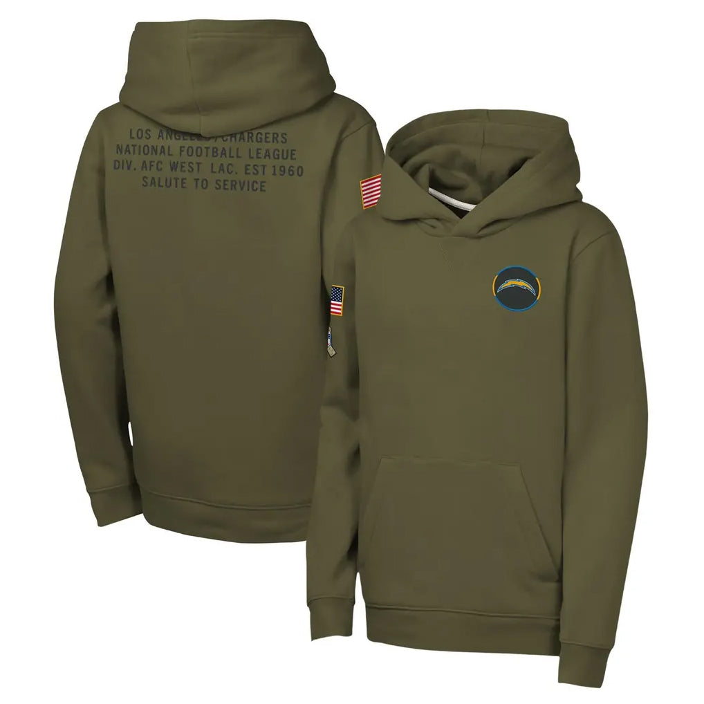 Kdoa LA.Chargers Olive Salute to Service Pullover Hoodies Limited Blank Player Stitched Jerseys