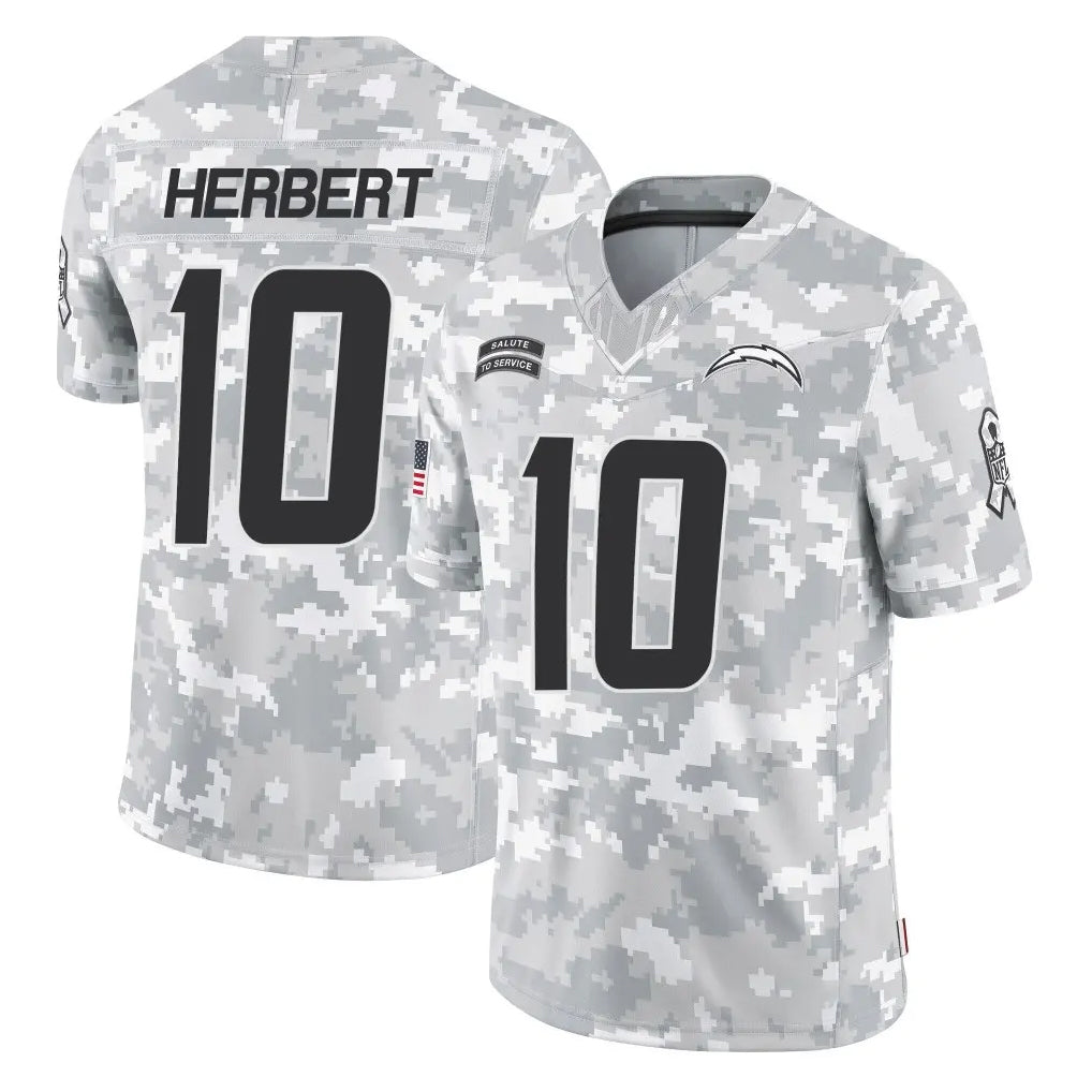 Kdoa LA.Chargers #10 Justin Herbert Player Arctic Camo Salute To Service Limited Game Stitched Jerseys