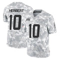 Kdoa LA.Chargers #10 Justin Herbert Player Arctic Camo Salute To Service Limited Game Stitched Jerseys