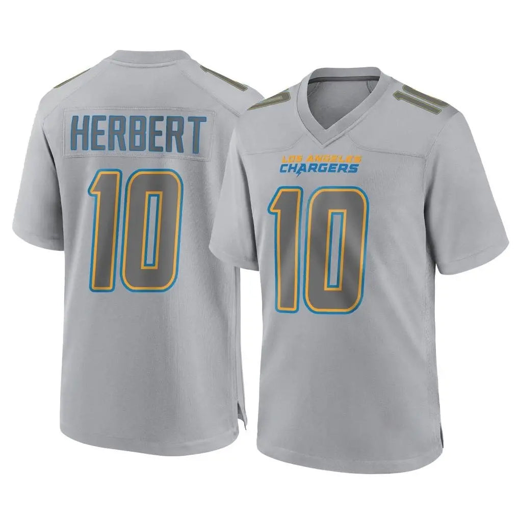 Kdoa LA.Chargers #10 Justin Herbert Player Gray Atmosphere Fashion Home Game Stitched Jerseys
