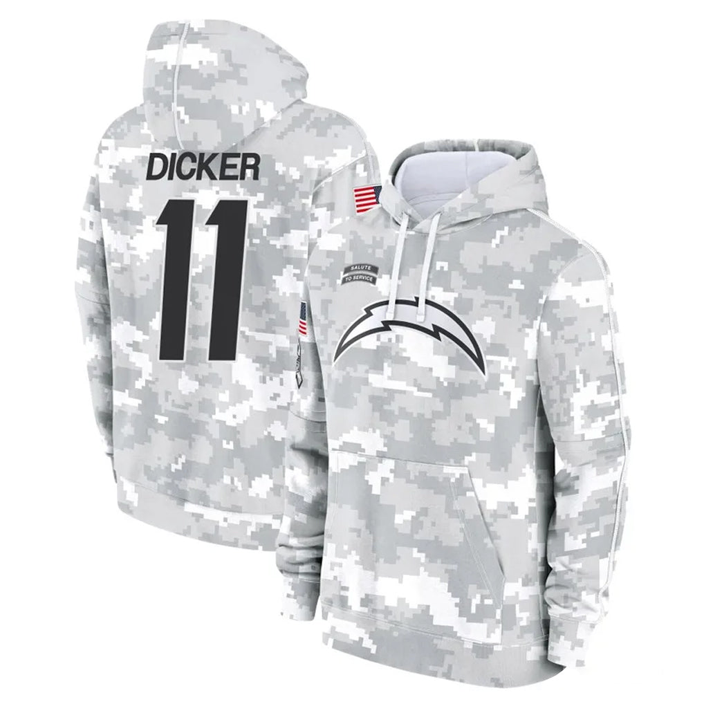 Kdoa LA.Chargers #11 Cameron Dicker Player Arctic Camo Salute to Service Hoodies Limited Game Stitched Jerseys
