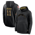 Kdoa LA.Chargers #11 Cameron Dicker Player Black Salute to Service Hoodies Limited Game Stitched Jerseys