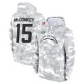 Kdoa LA.Chargers #15 Ladd McConkey Player Arctic Camo Salute to Service Hoodies Game Stitched Jerseys