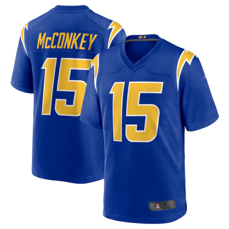 Kdoa LA.Chargers #15 Ladd McConkey Royal Game Jersey Stitched Jerseys