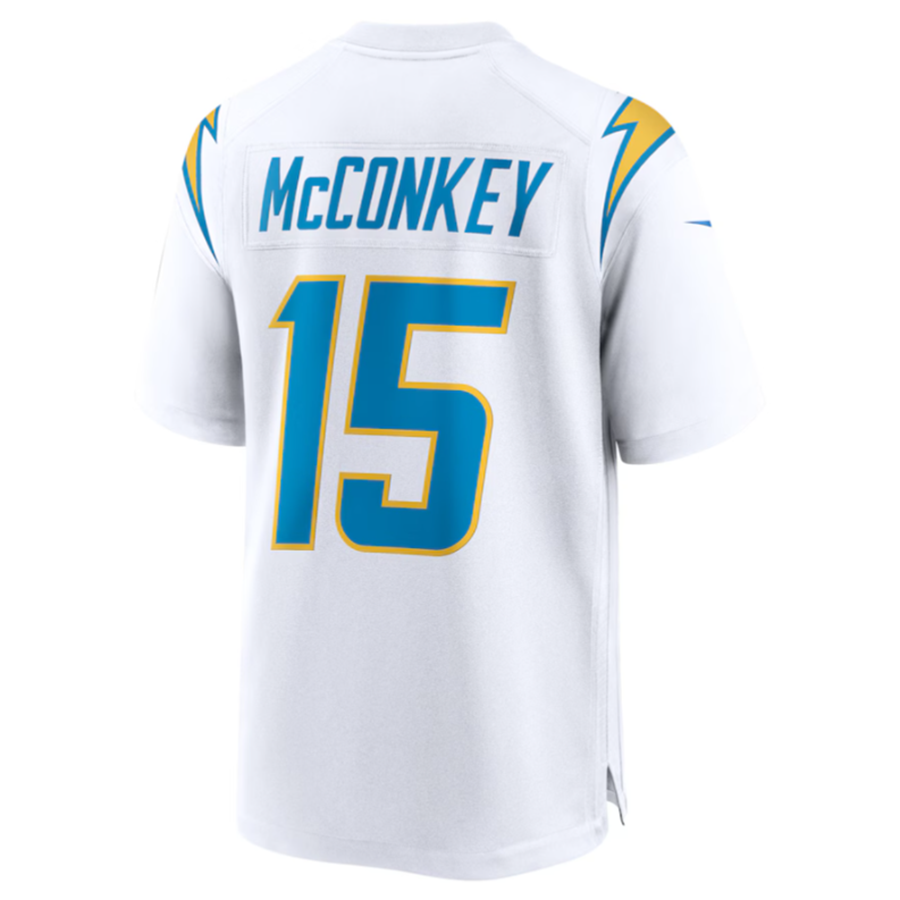 Kdoa LA.Chargers #15 Ladd McConkey White Game Jersey Stitched Jersey