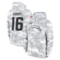 Kdoa LA.Chargers #16 J.K. Scott Player Arctic Camo Salute to Service Hoodies Limited Game Stitched Jerseys