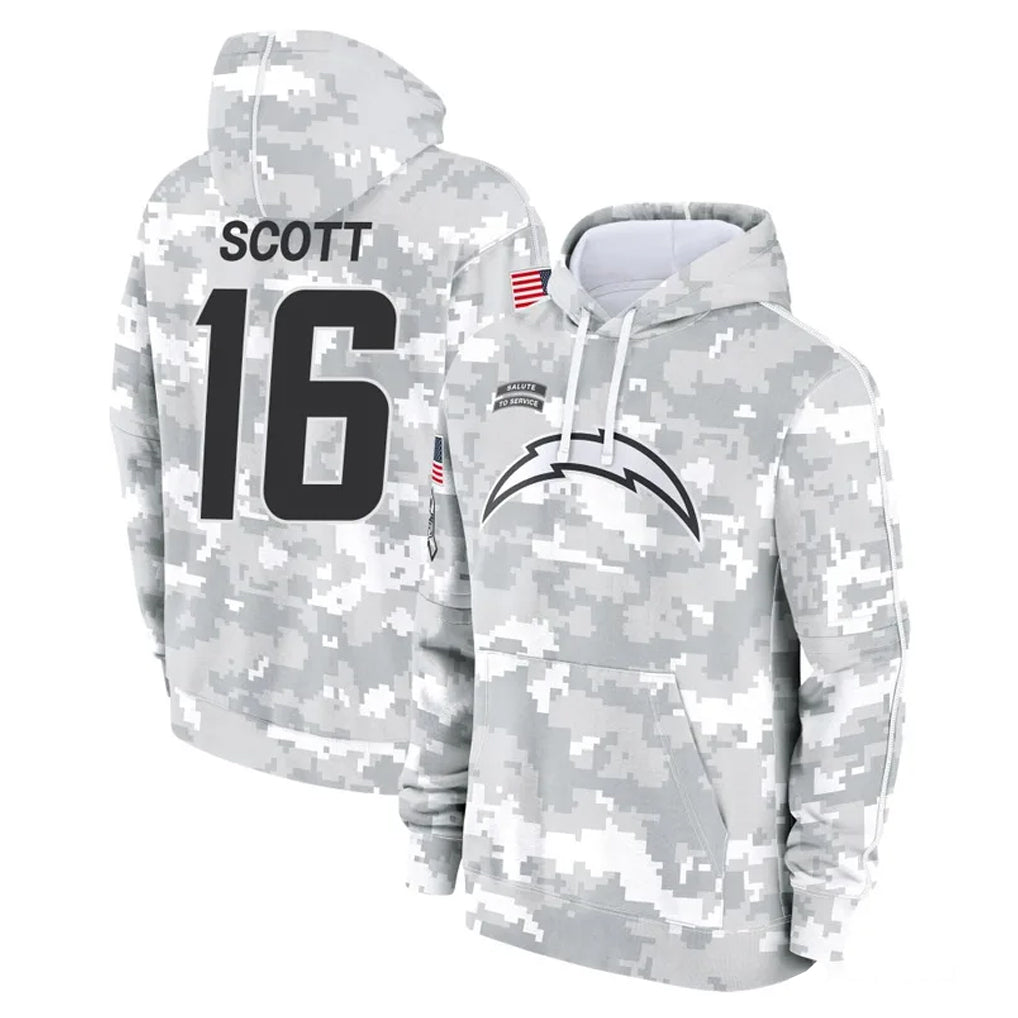 Kdoa LA.Chargers #16 J.K. Scott Player Arctic Camo Salute to Service Hoodies Limited Game Stitched Jerseys
