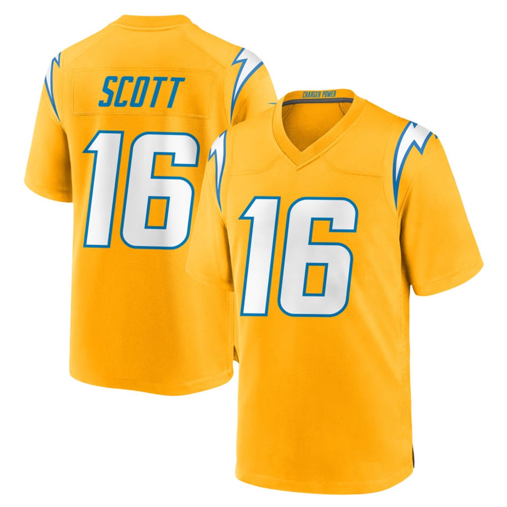 Kdoa LA.Chargers #16 J.K. Scott Player Gold Home Game Stitched Jerseys