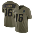Kdoa LA.Chargers #16 J.K. Scott Player Olive 2025 Salute To Service Limited Game Stitched Jerseys