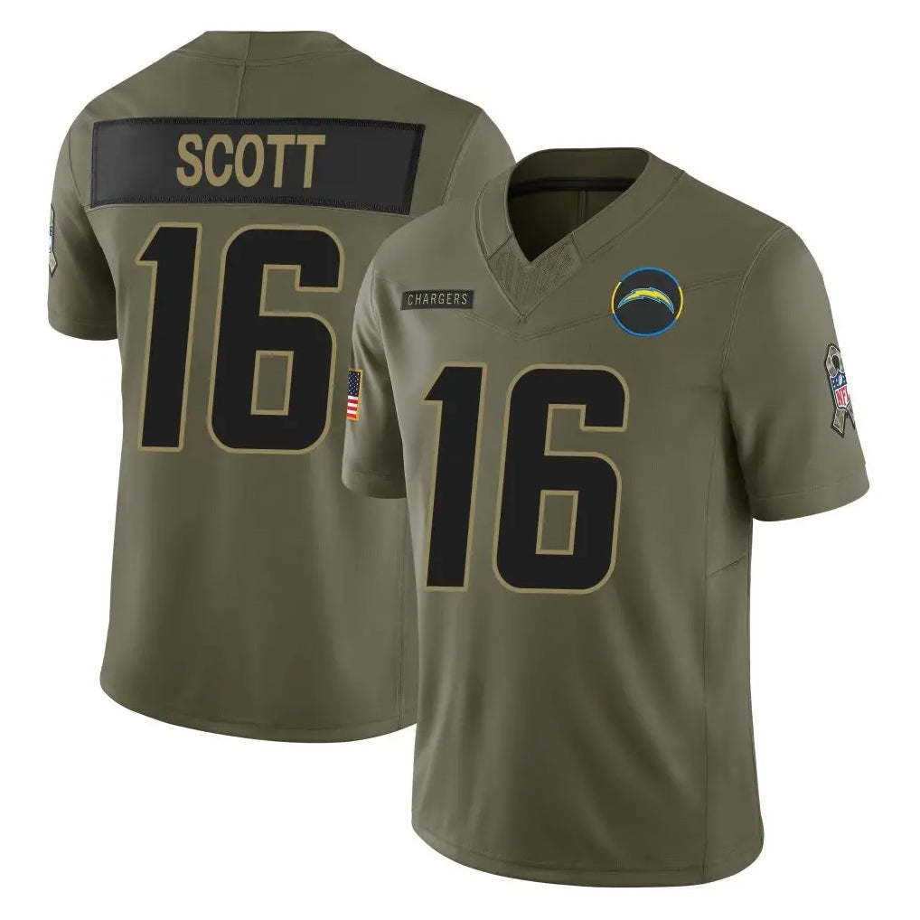 Kdoa LA.Chargers #16 J.K. Scott Player Olive 2025 Salute To Service Limited Game Stitched Jerseys