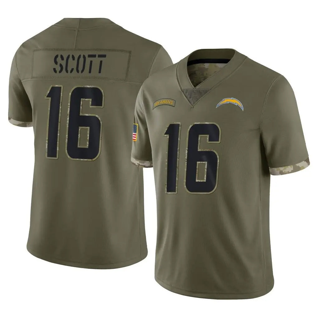 Kdoa LA.Chargers #16 J.K. Scott Player Olive Salute To Service Limited Stitched Jerseys