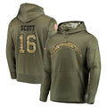 Kdoa LA.Chargers #16 J.K. Scott Player Olive Salute to Service Pullover Hoodies Home Game Stitched Jerseys