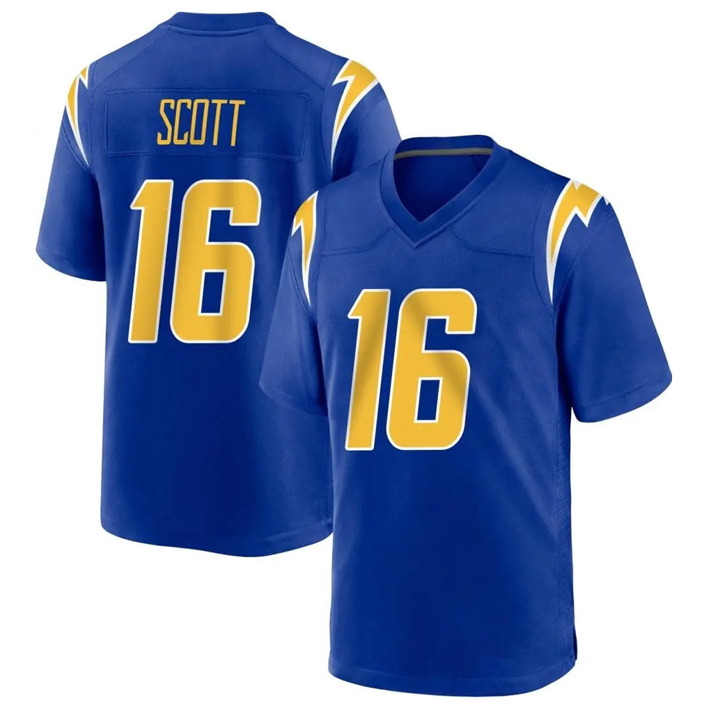 Kdoa LA.Chargers #16 J.K. Scott Player Royal Home Game Stitched Jerseys