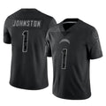 Kdoa LA.Chargers #1 Quentin Johnston Player Black Limited Reflective Home Game Stitched Jerseys