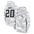 Kdoa LA.Chargers #20 Cam Hart Player Arctic Camo Salute to Service Hoodies Limited Game Stitched Jerseys