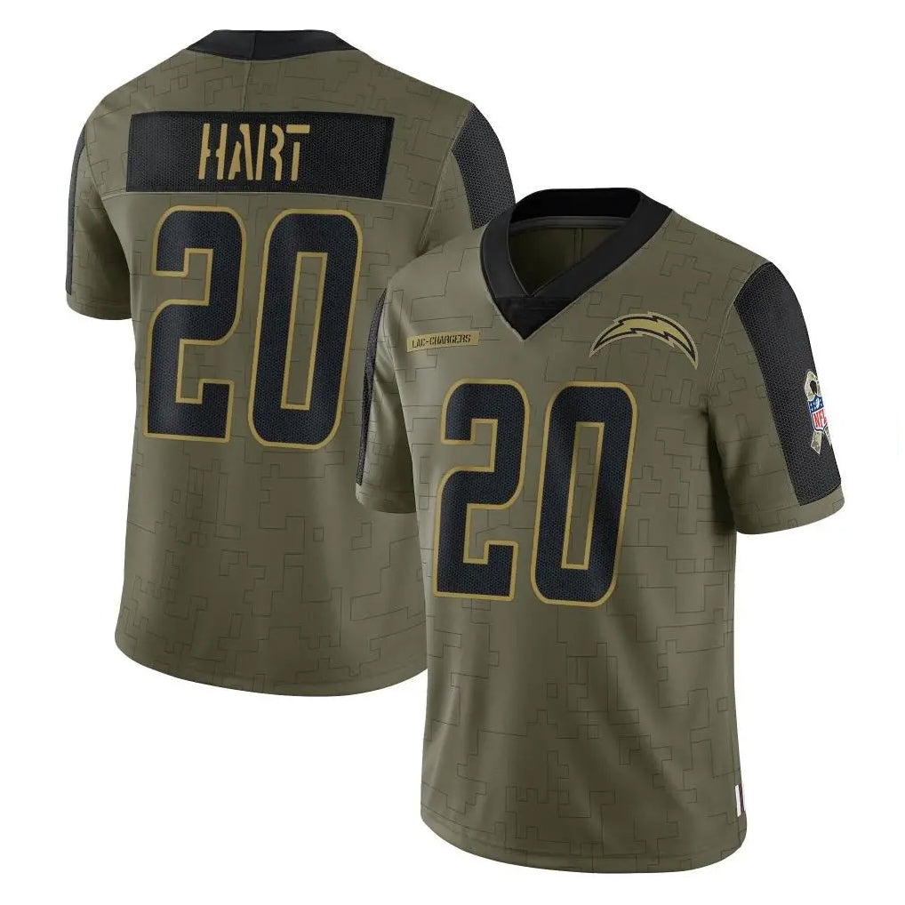 Kdoa LA.Chargers #20 Cam Hart Player Olive Salute To Service Limited Game Stitched Jerseys