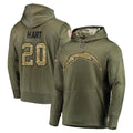 Kdoa LA.Chargers #20 Cam Hart Player Olive Salute to Service Pullover Hoodies Home Game Stitched Jerseys