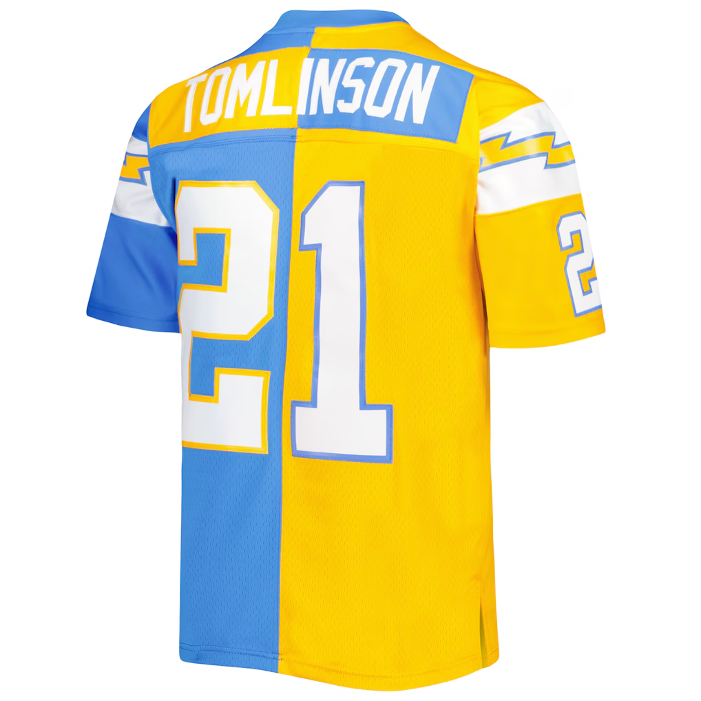 Kdoa LA.Chargers #21 LaDainian Tomlinson Mitchell & Ness Powder BlueGold 2002 Split Legacy Replica Jersey