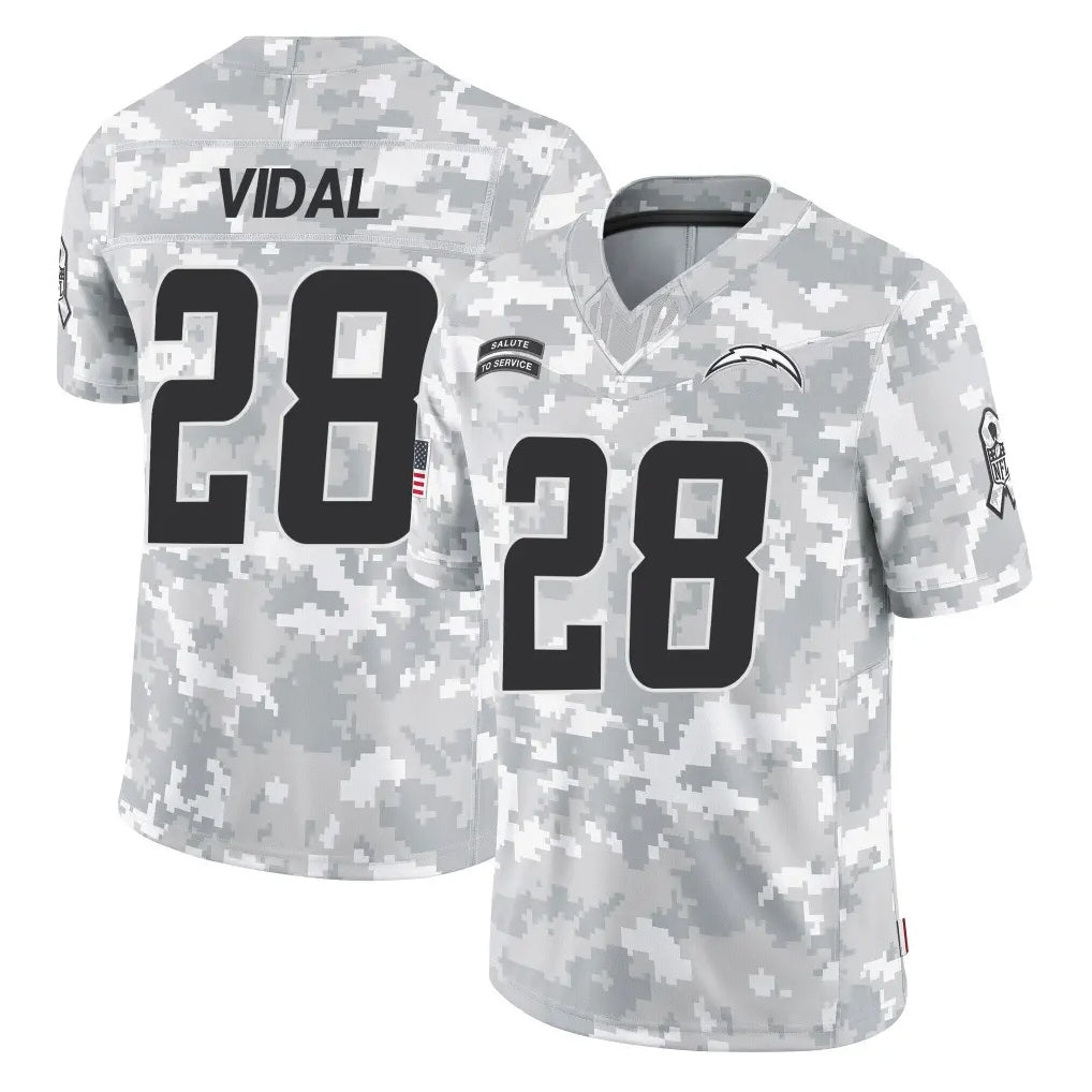 Kdoa LA.Chargers #28 Kimani Vidal Player Arctic Camo Salute To Service Limited Game Stitched Jerseys