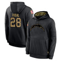 Kdoa LA.Chargers #28 Kimani Vidal Player Black Salute to Service Hoodies Limited Game Stitched Jerseys