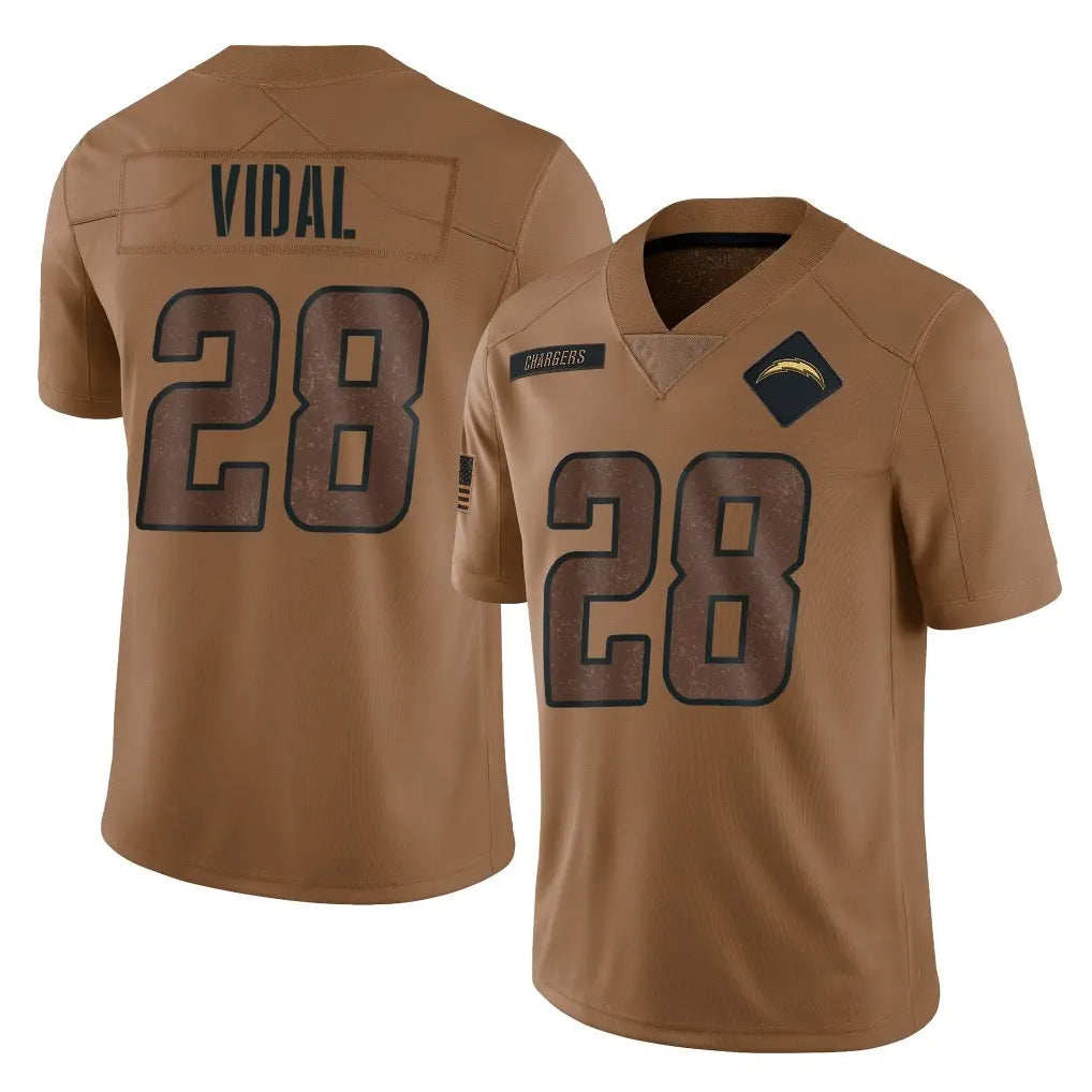 Kdoa LA.Chargers #28 Kimani Vidal Player Brown Salute To Service Limited Stitched Jerseys