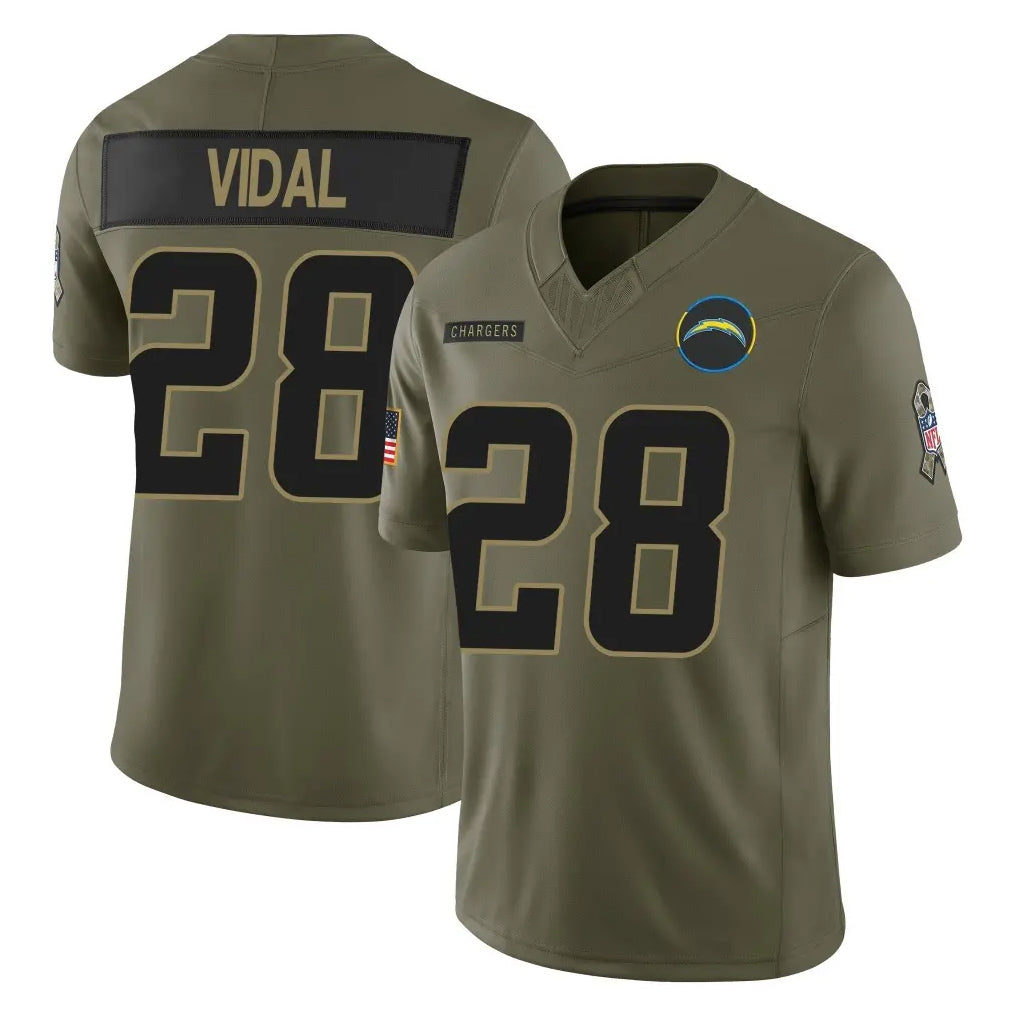 Kdoa LA.Chargers #28 Kimani Vidal Player Olive 2025 Salute To Service Limited Game Stitched Jerseys