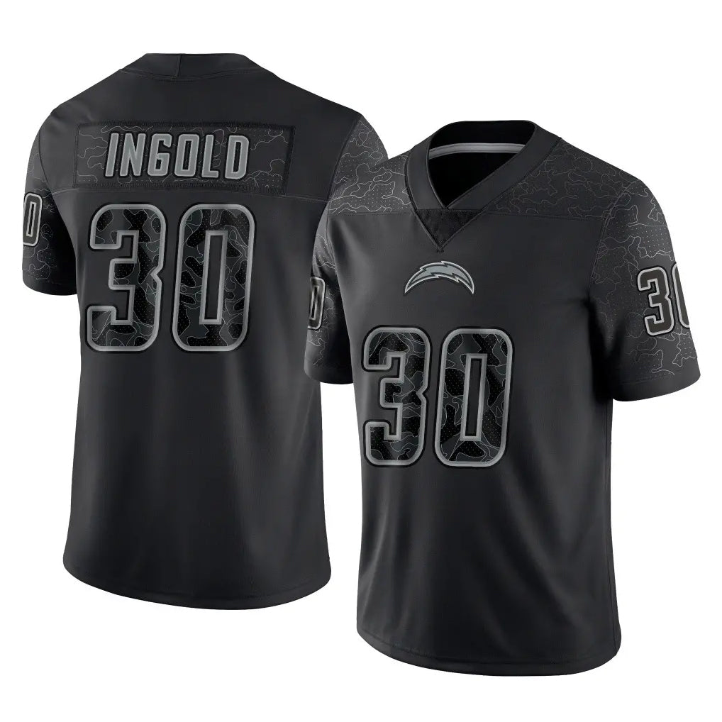 Kdoa LA.Chargers #30 Alec Ingold Player Black Limited Reflective Home Game Stitched Jerseys