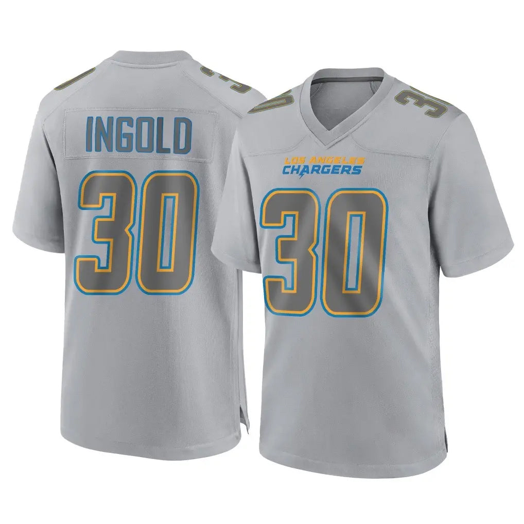 Kdoa LA.Chargers #30 Alec Ingold Player Gray Atmosphere Fashion Home Game Stitched Jerseys