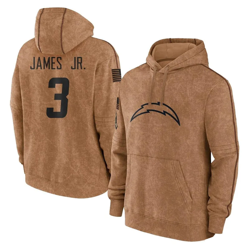 Kdoa LA.Chargers #3 Derwin James Jr. Player Brown Salute to Service Hoodies Limited Game Stitched Jerseys