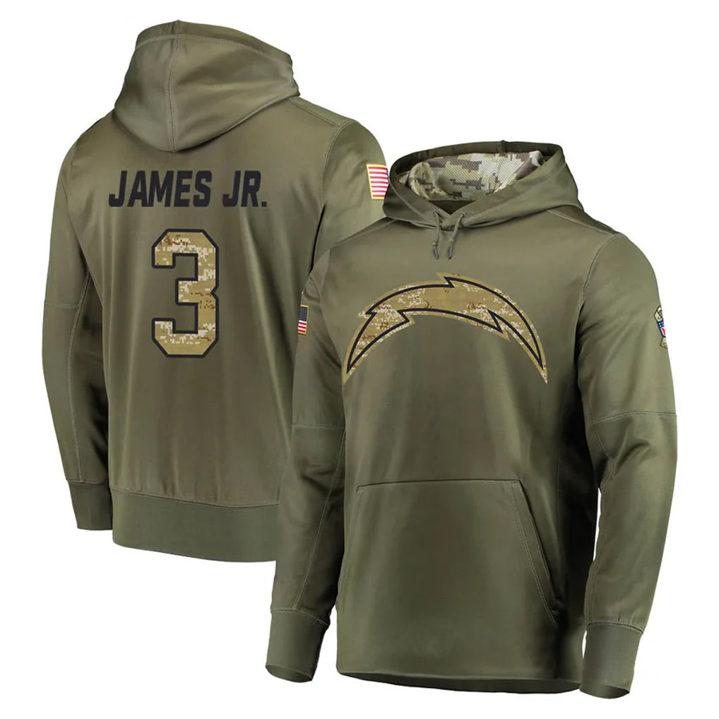 Kdoa LA.Chargers #3 Derwin James Jr. Player Olive Salute to Service Pullover Hoodies Home Game Stitched Jerseys