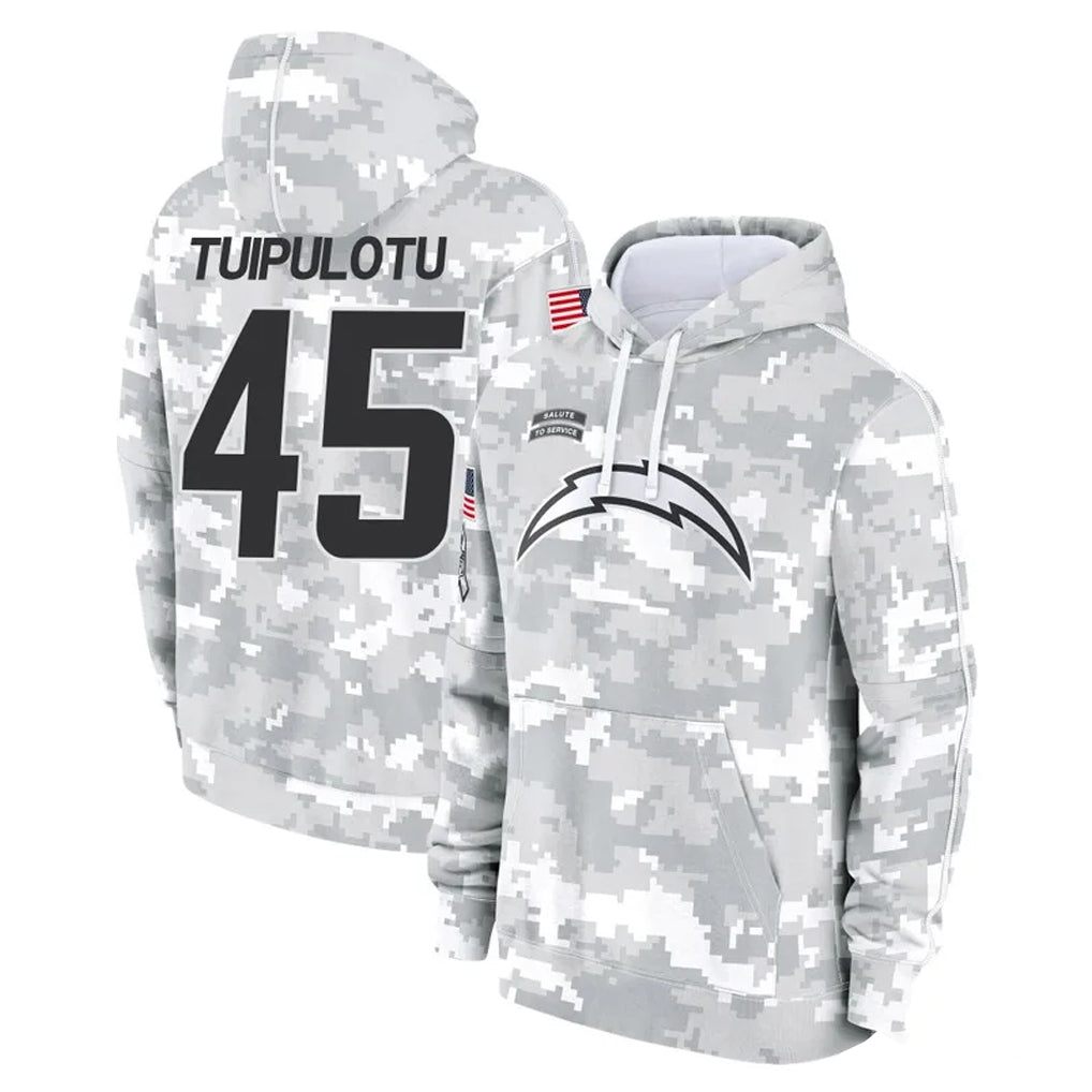 Kdoa LA.Chargers #45 Tuli Tuipulotu Player Arctic Camo Salute to Service Hoodies Limited Game Stitched Jerseys