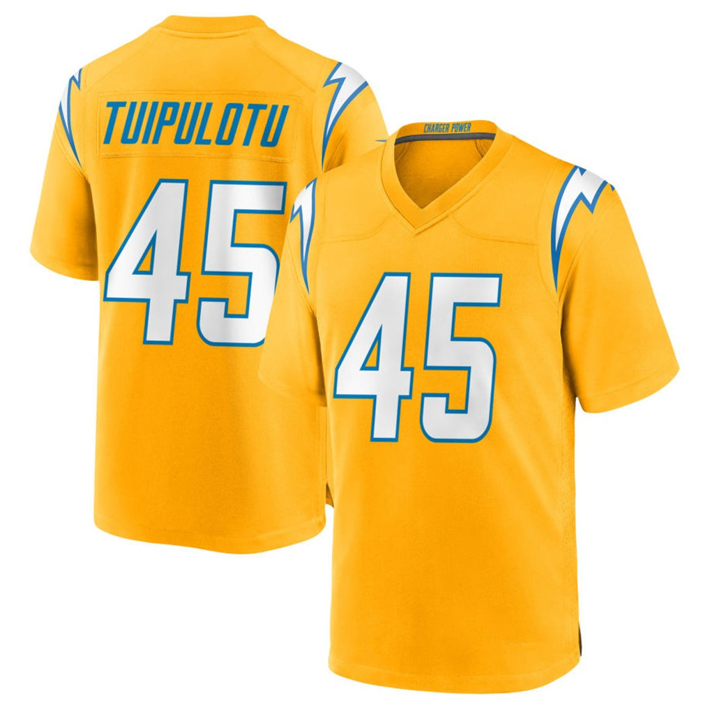 Kdoa LA.Chargers #45 Tuli Tuipulotu Player Gold Home Game Stitched Jerseys