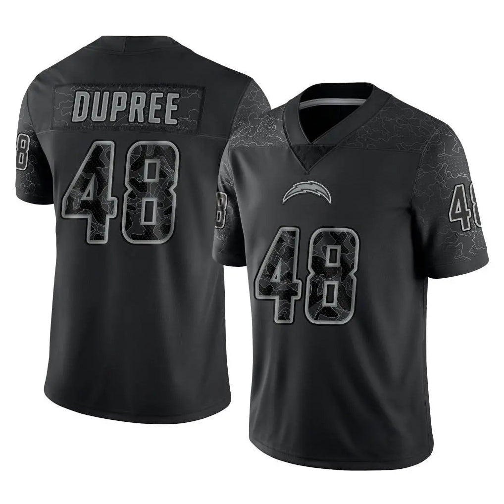 Kdoa LA.Chargers #48 Bud Dupree Player Black Limited Reflective Home Game Stitched Jerseys