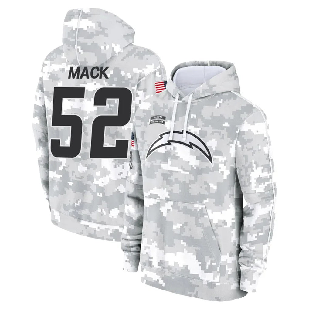 Kdoa LA.Chargers #52 Khalil Mack Player Arctic Camo Salute to Service Hoodies Game Stitched Jerseys