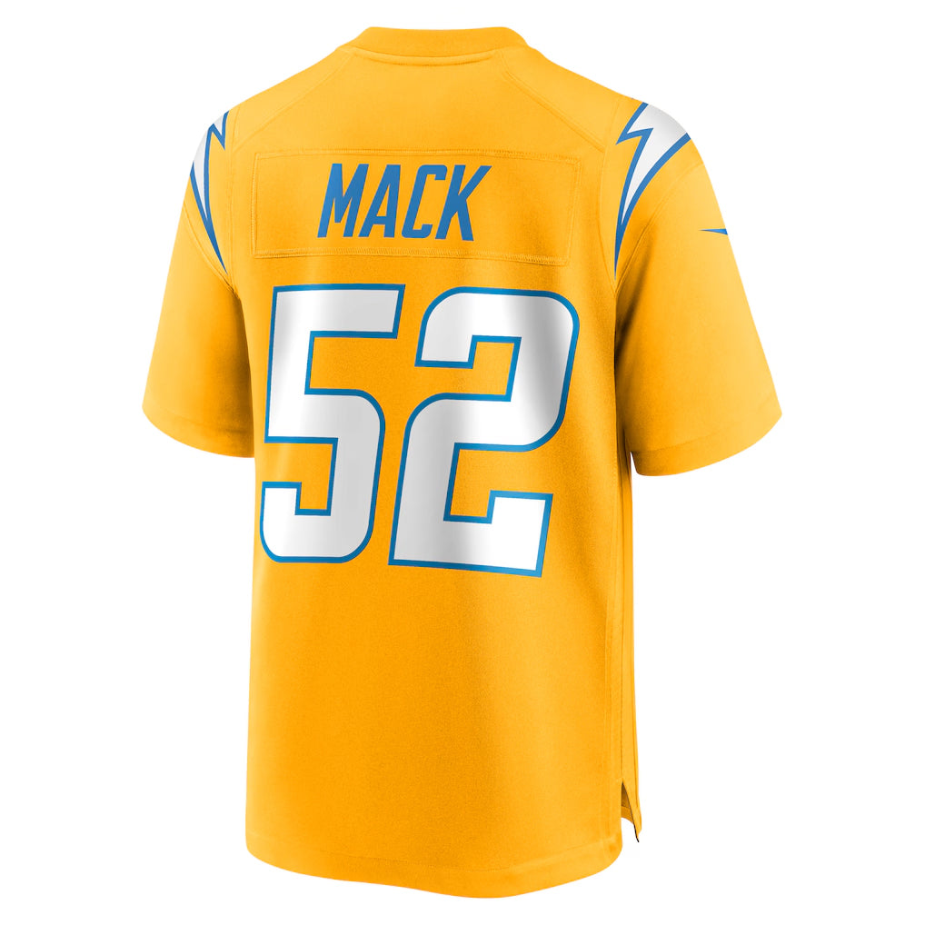 Kdoa LA.Chargers #52 Khalil Mack Player Gold Home Game Stitched Jerseys