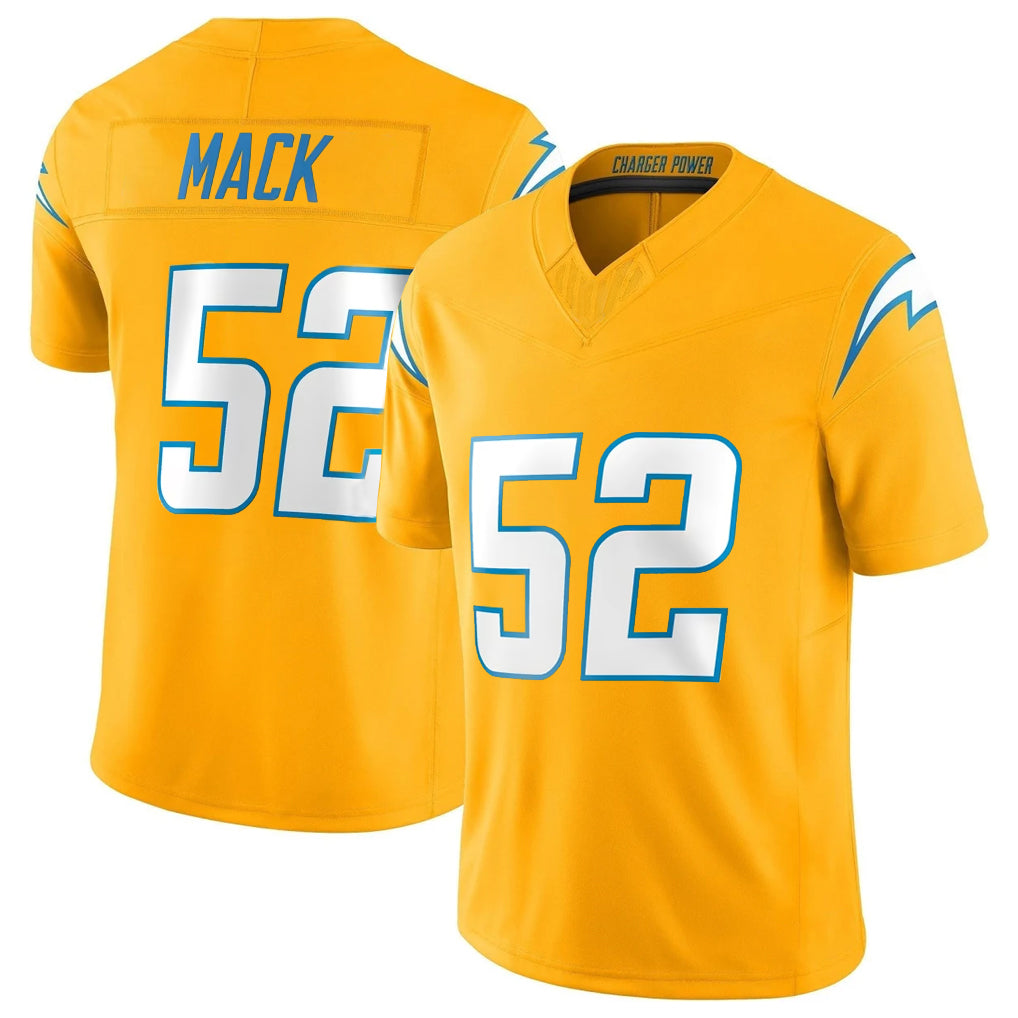 Kdoa LA.Chargers #52 Khalil Mack Player Gold Limited Vapor F.U.S.E. Home Game Stitched Jerseys