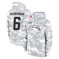 Kdoa LA.Chargers #6 Denzel Perryman Player Arctic Camo Salute to Service Hoodies Limited Game Stitched Jerseys