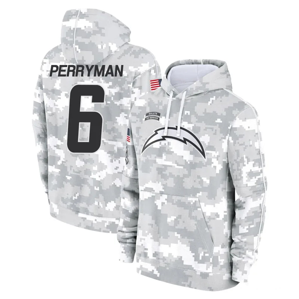 Kdoa LA.Chargers #6 Denzel Perryman Player Arctic Camo Salute to Service Hoodies Limited Game Stitched Jerseys
