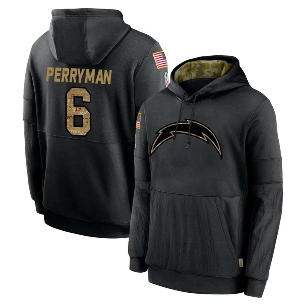 Kdoa LA.Chargers #6 Denzel Perryman Player Black Salute to Service Hoodies Limited Game Stitched Jerseys