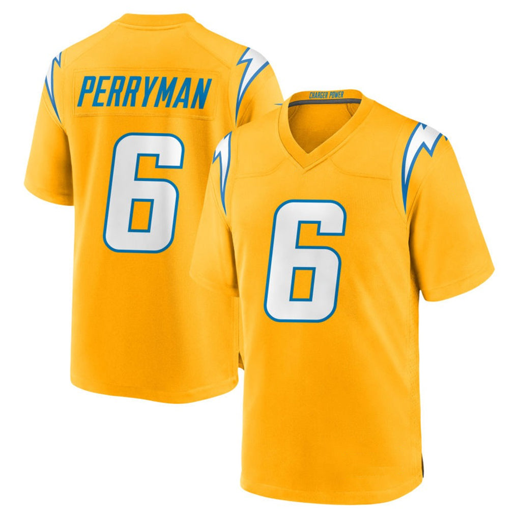 Kdoa LA.Chargers #6 Denzel Perryman Player Gold Home Game Stitched Jerseys