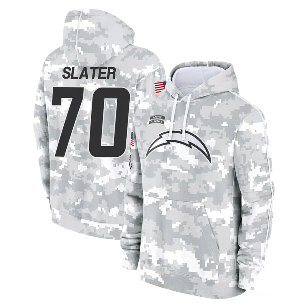 Kdoa LA.Chargers #70 Rashawn Slater Player Arctic Camo Salute to Service Hoodies Limited Game Stitched Jerseys