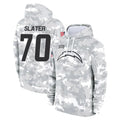 Kdoa LA.Chargers #70 Rashawn Slater Player Arctic Camo Salute to Service Hoodies Limited Game Stitched Jerseys