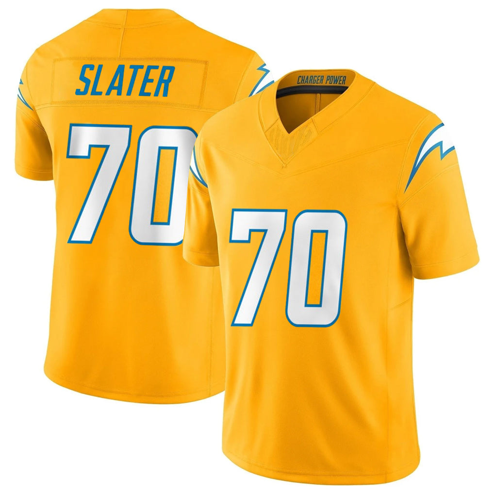 Kdoa LA.Chargers #70 Rashawn Slater Player Gold Limited Vapor F.U.S.E. Home Game Stitched Jerseys