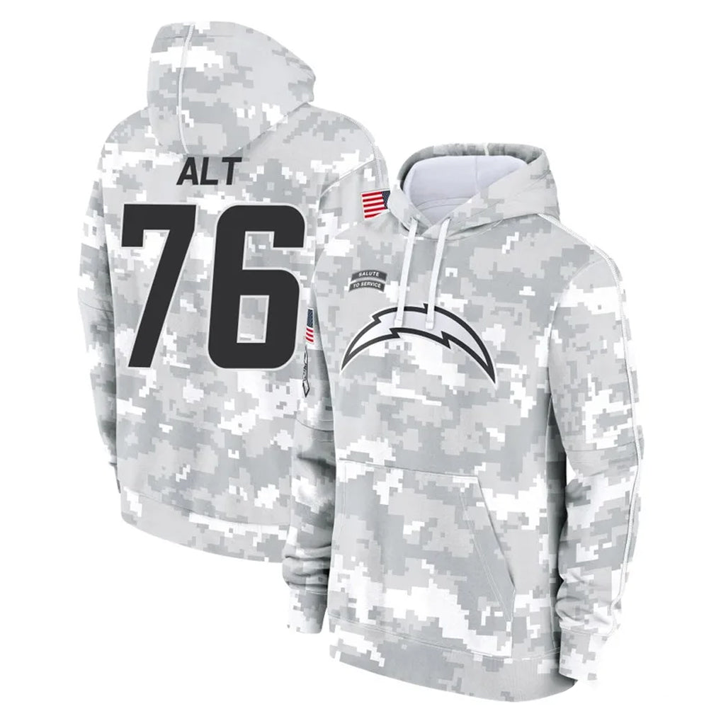 Kdoa LA.Chargers #76 Joe Alt Player Arctic Camo Salute to Service Hoodies Limited Game Stitched Jerseys