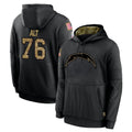 Kdoa LA.Chargers #76 Joe Alt Player Black Salute to Service Hoodies Limited Game Stitched Jerseys