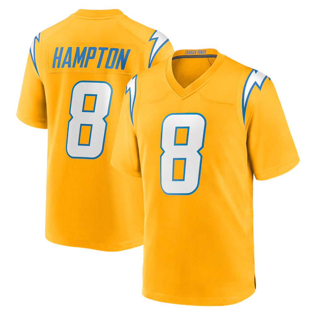 Kdoa LA.Chargers #8 Omarion Hampton Player Gold Home Game Stitched Jerseys
