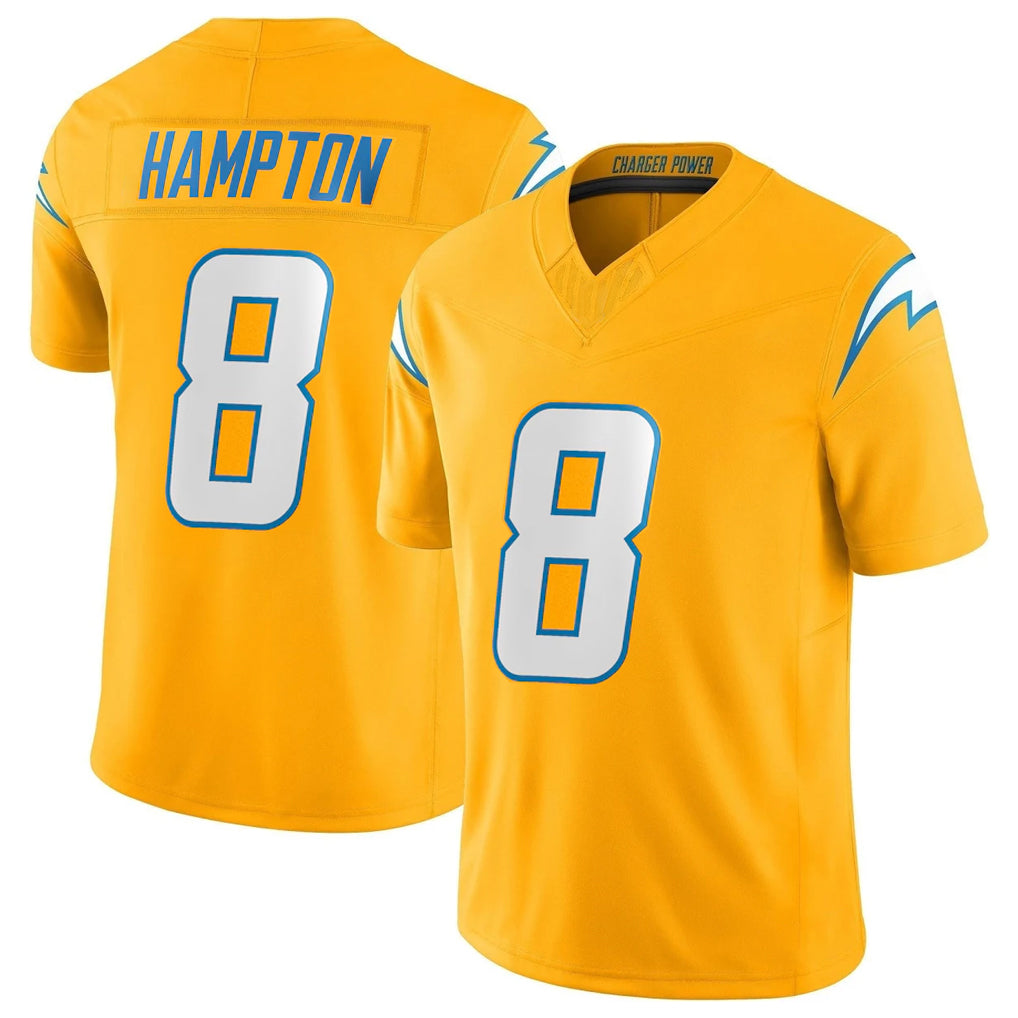 Kdoa LA.Chargers #8 Omarion Hampton Player Gold Limited Vapor F.U.S.E. Home Game Stitched Jerseys