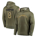 Kdoa LA.Chargers #8 Omarion Hampton Player Olive Salute to Service Pullover Hoodies Home Game Stitched Jerseys