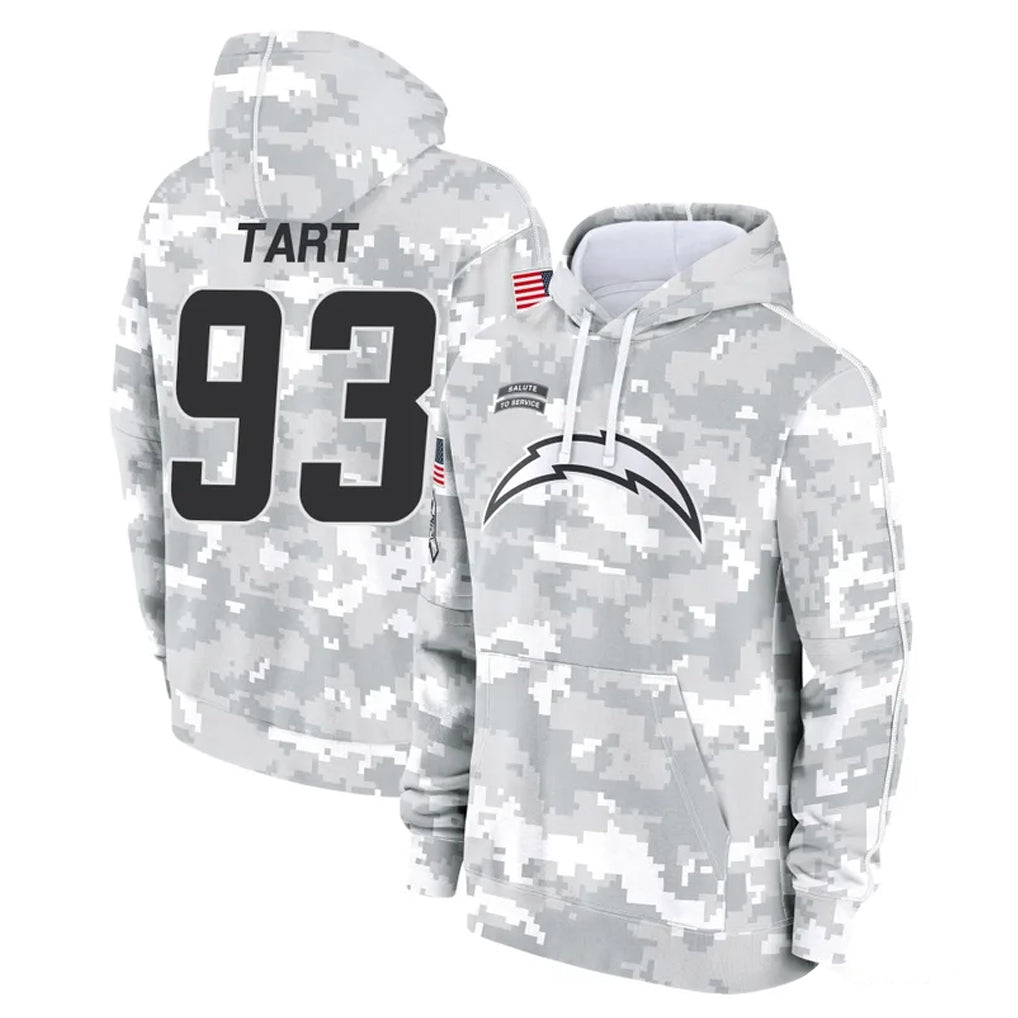 Kdoa LA.Chargers #93 Teair Tart Player Arctic Camo Salute to Service Hoodies Limited Game Stitched Jerseys
