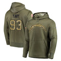 Kdoa LA.Chargers #93 Teair Tart Player Olive Salute to Service Pullover Hoodies Home Game Stitched Jerseys